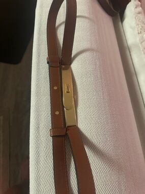 Ralph Lauren Brown Leather Belt with Gold-Tone Buckle